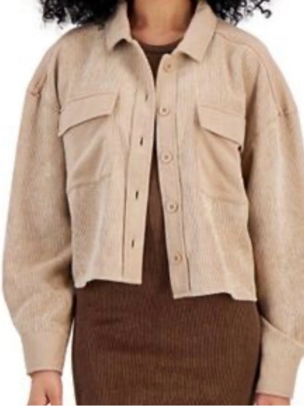 Crave Frame Juniors' Mixed-Media Corduroy Shacket size L used ones